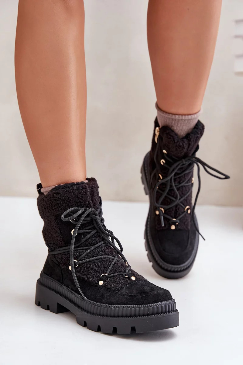 Členkové topánky s jahňacinou čierne Merilana 38