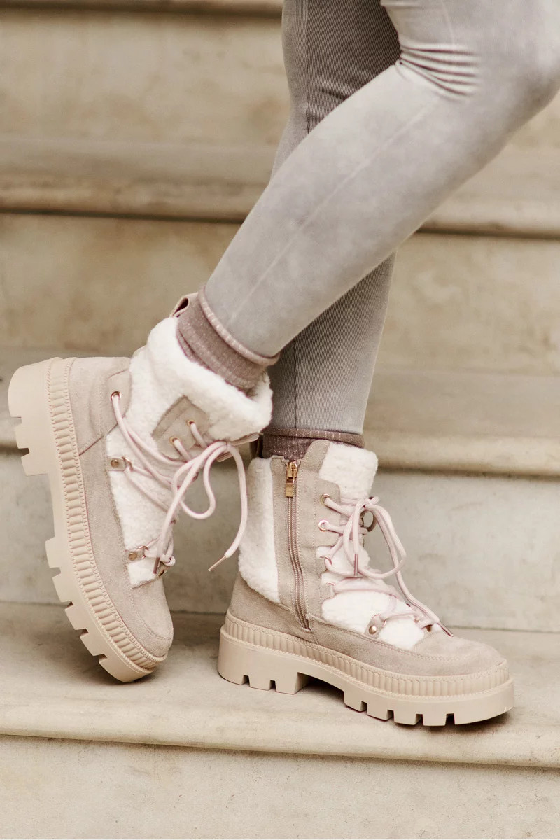 Členkové topánky s jahňacou kožušinou béžové Merilana 39