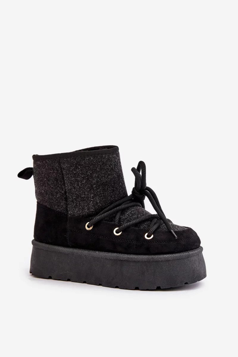 Snehové topánky s viazaním na platforme čierne Mavora 39