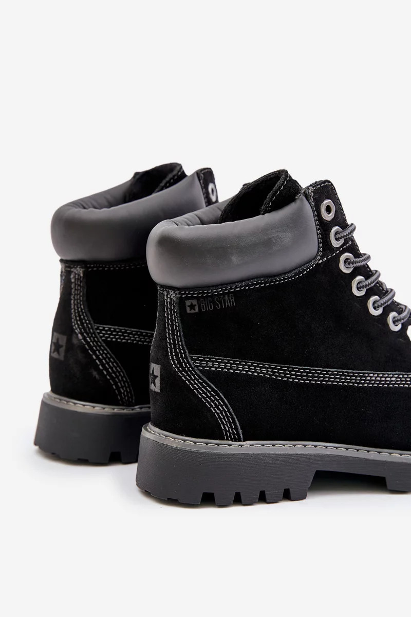 Semišové zateplené pánske topánky Trapper Big Star HI-POLY SYSTEM Black 41