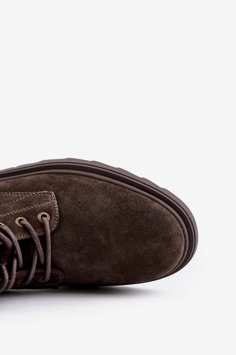 Semišové Zateplené Pánské Kotníkové Boty na Zip Big Star Hnědé Velikost: 45