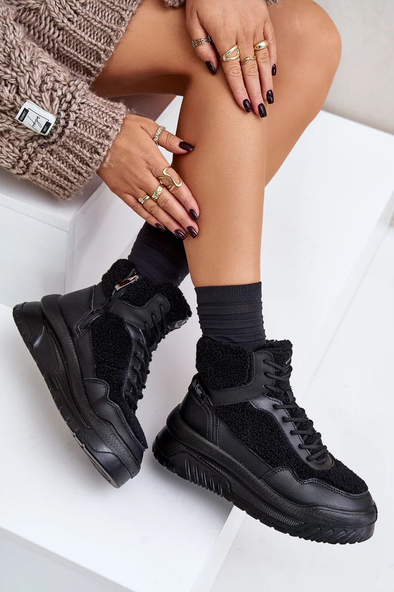 Dámske tenisky na platforme z jahňacej kože Lee Cooper Black 37