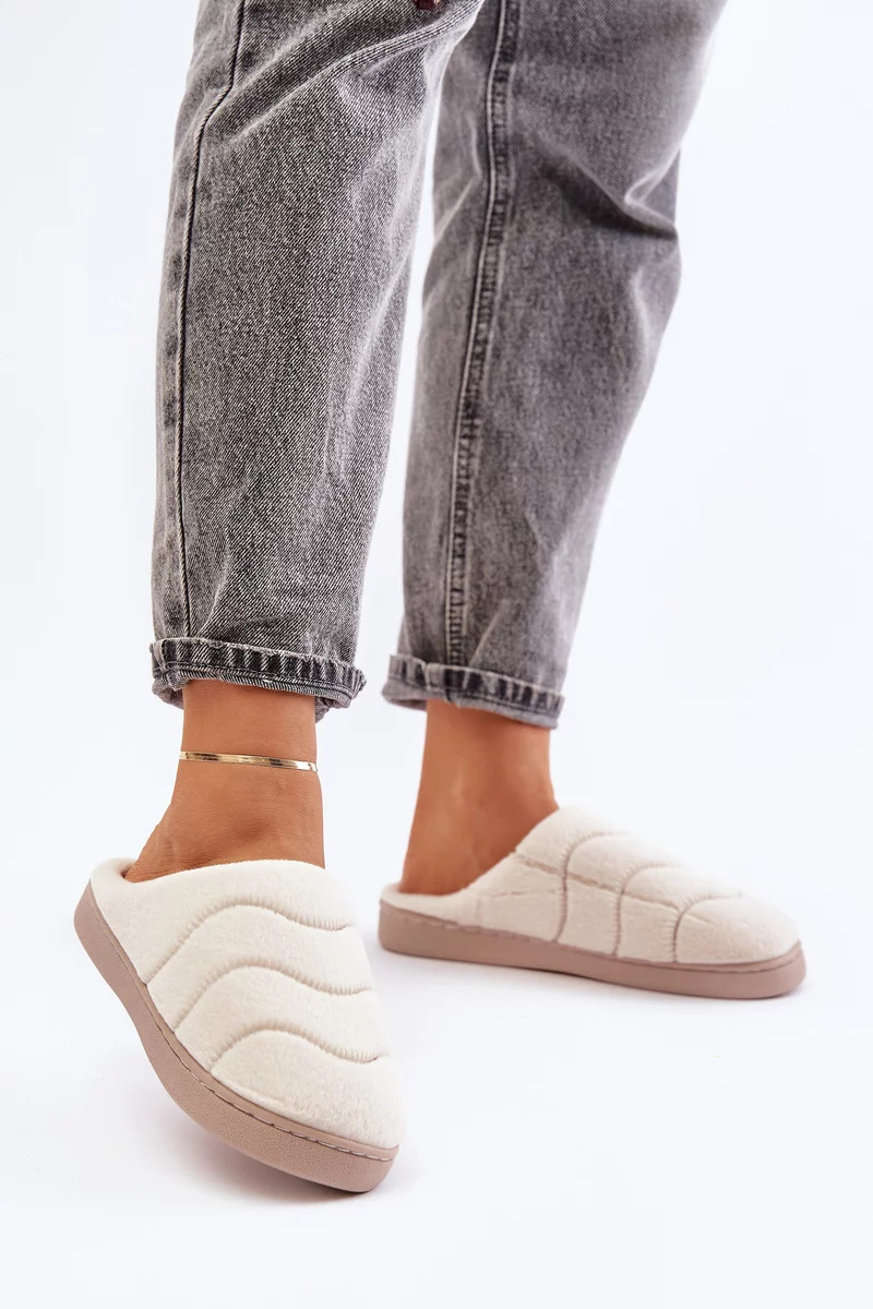 Futrzane Teplé Dámské Pantofle Béžové Vamirae 38/39