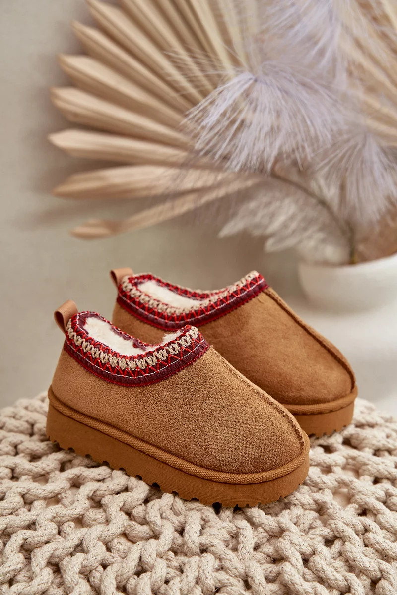 Sněhule Kotníkové Boty Dětské Na Platformě Zateplené Kožíškem Camel Vilabria 20