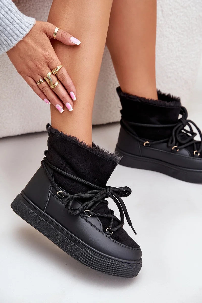 Dámske zateplené snežnice s kožušinou Black Aziara 38