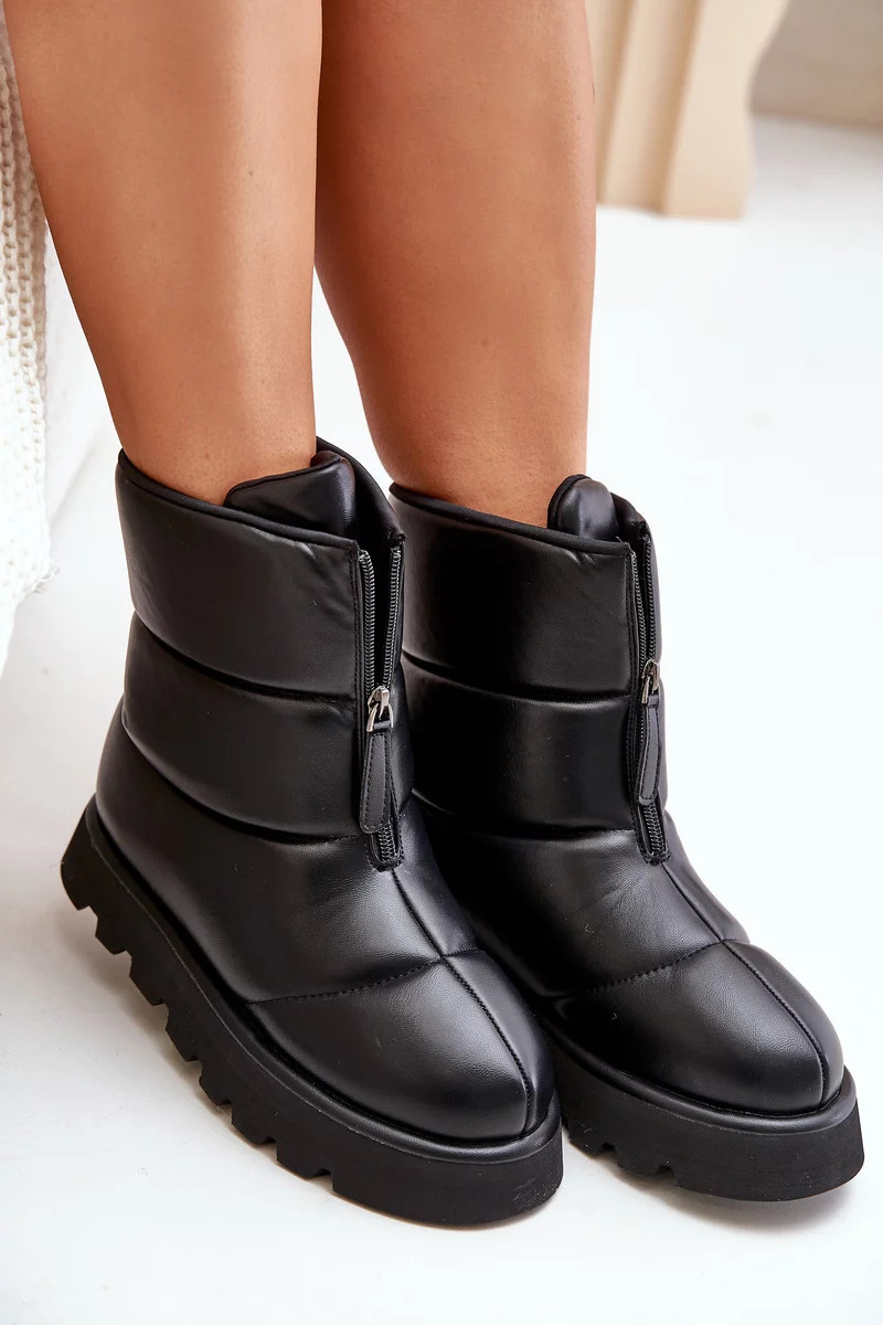 Platformové snežnice so zipsom z eko kože Black Resisia 38