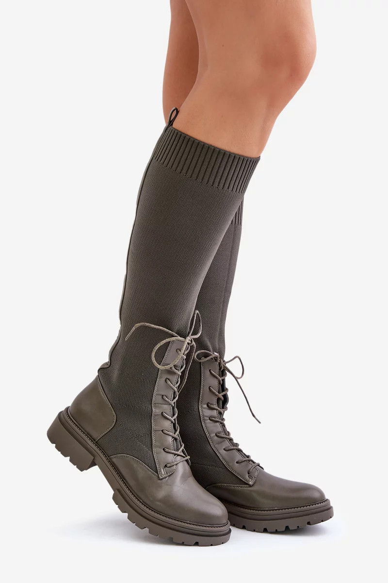 Nazúvacie topánky s ponožkovým zvrškom tmavozelené Iranel 39