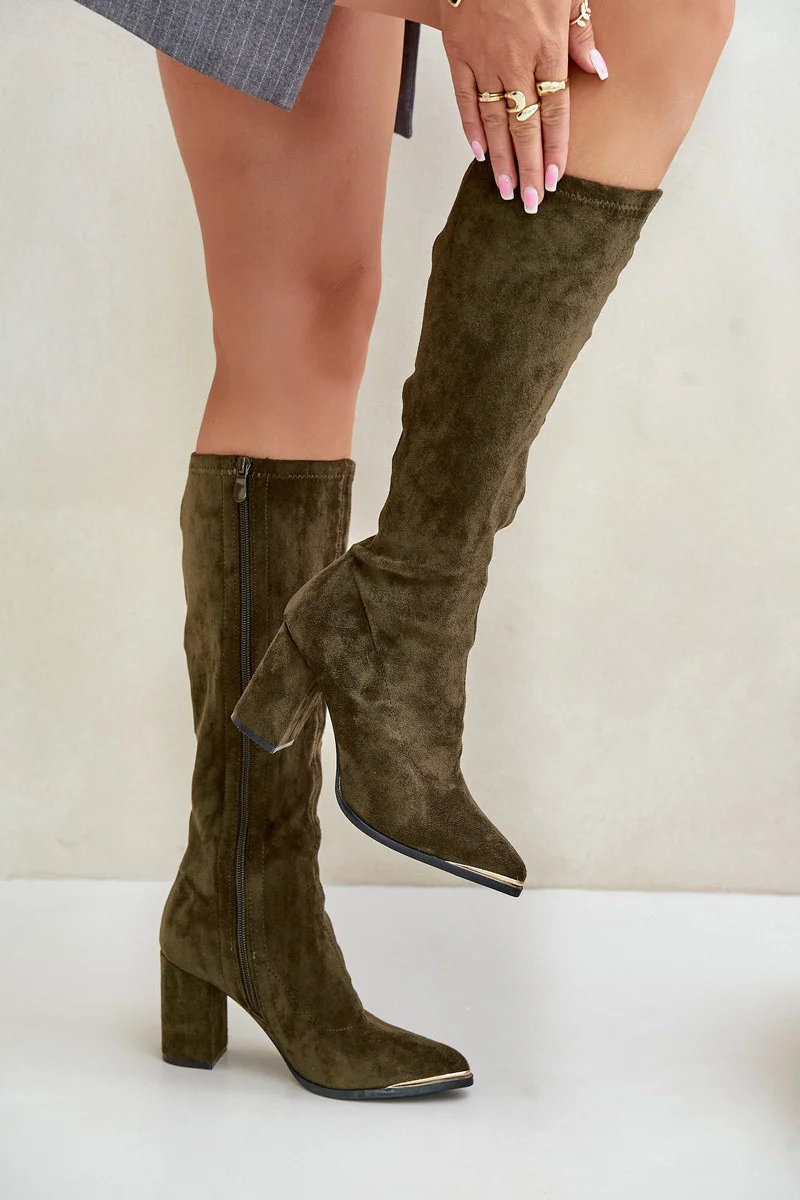 Eco semišové topánky na podpätku tmavozelené Batirae 37