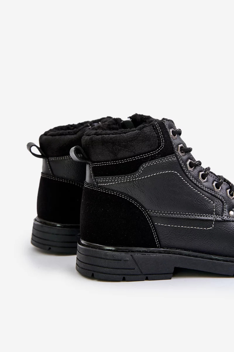 Zateplené pánske trapery z eko kože Black Venredia 45 Zateplené pánske trapery z eko kože Black Venredia 45