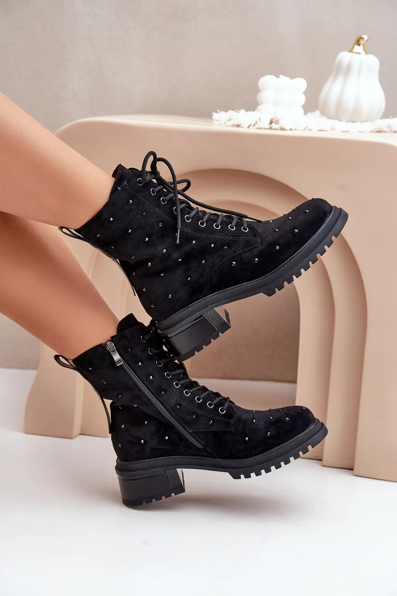 Dámske zdobené členkové topánky D&A MR880-017 Black 36