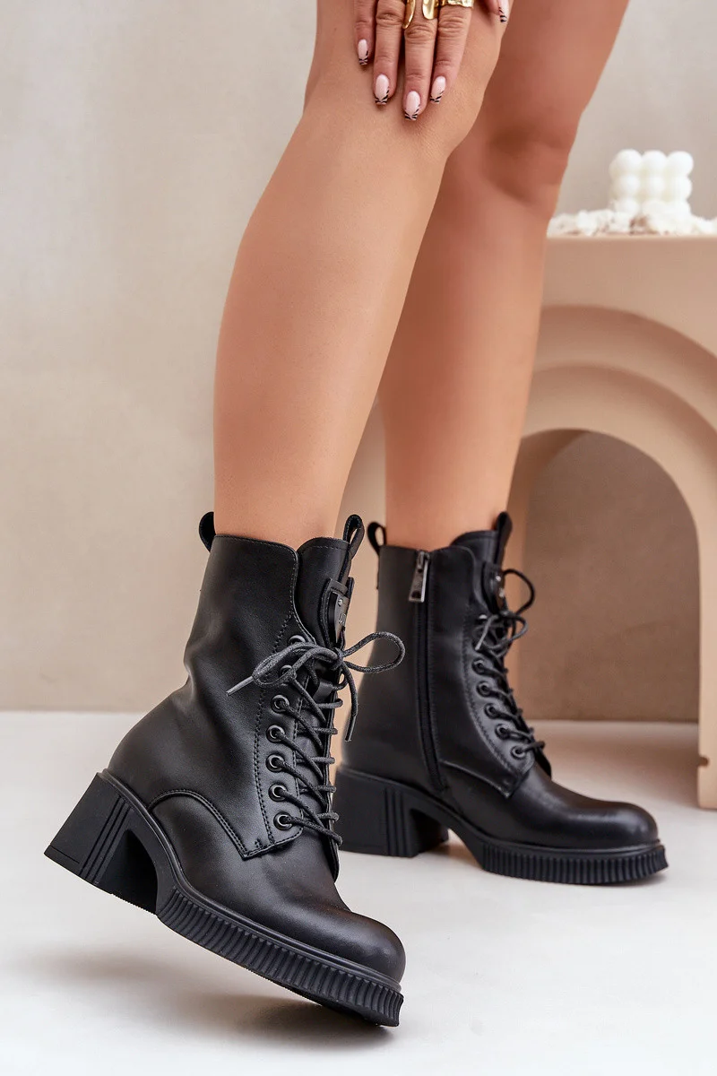 Zateplené dámske členkové topánky z prírodnej kože Vinceza 66671 Black 37