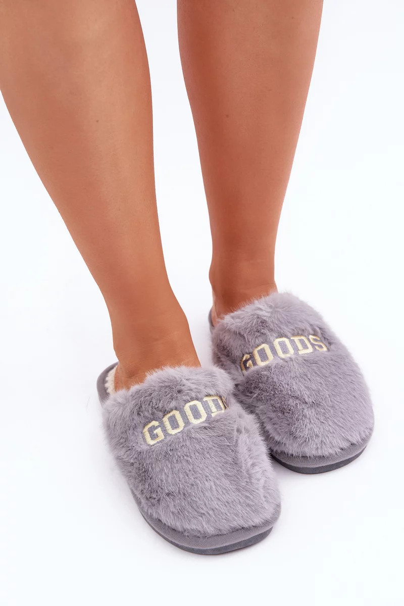 Dámske papuče s kožušinou a nápisom Grey Kalelia 39