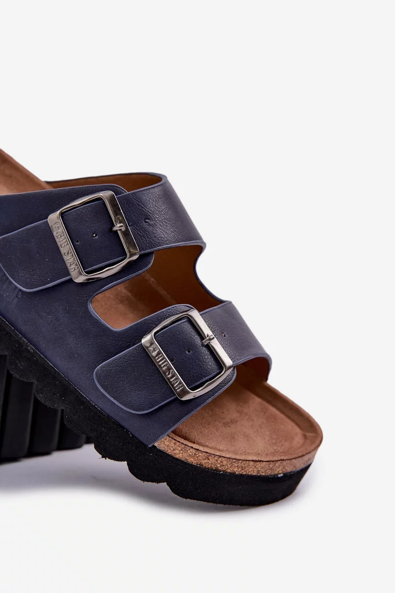 Pánske ľahké papuče s prackami z ECO kože Big Star - tmavomodré 45