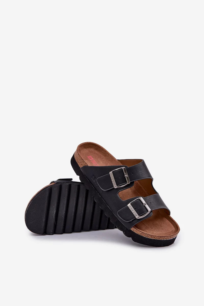 Pánske ľahké papuče s prackami z ECO kože Big Star - čierne 41