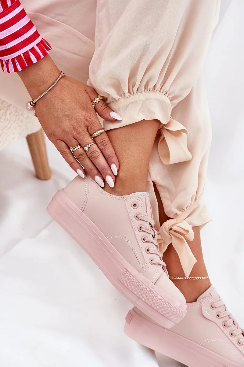 Dámske tenisky na platforme z ECO kože Big Star - ružové 41