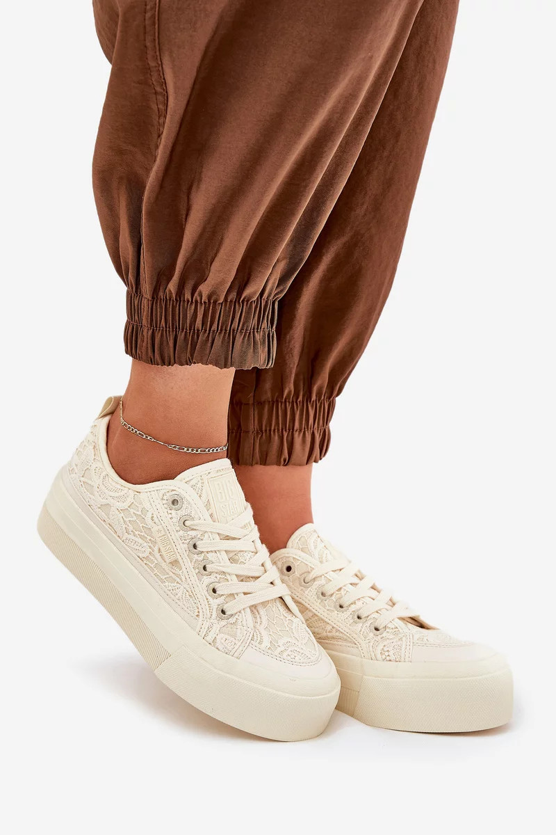 Dámske šnurovacie tenisky Big Star - béžové 39