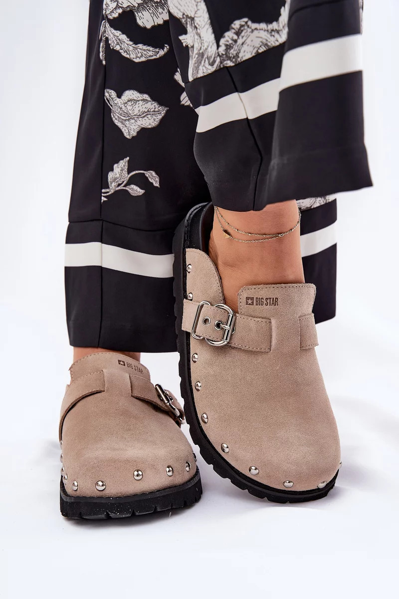 Dámske semišové papuče na platforme Big Star - béžové 38