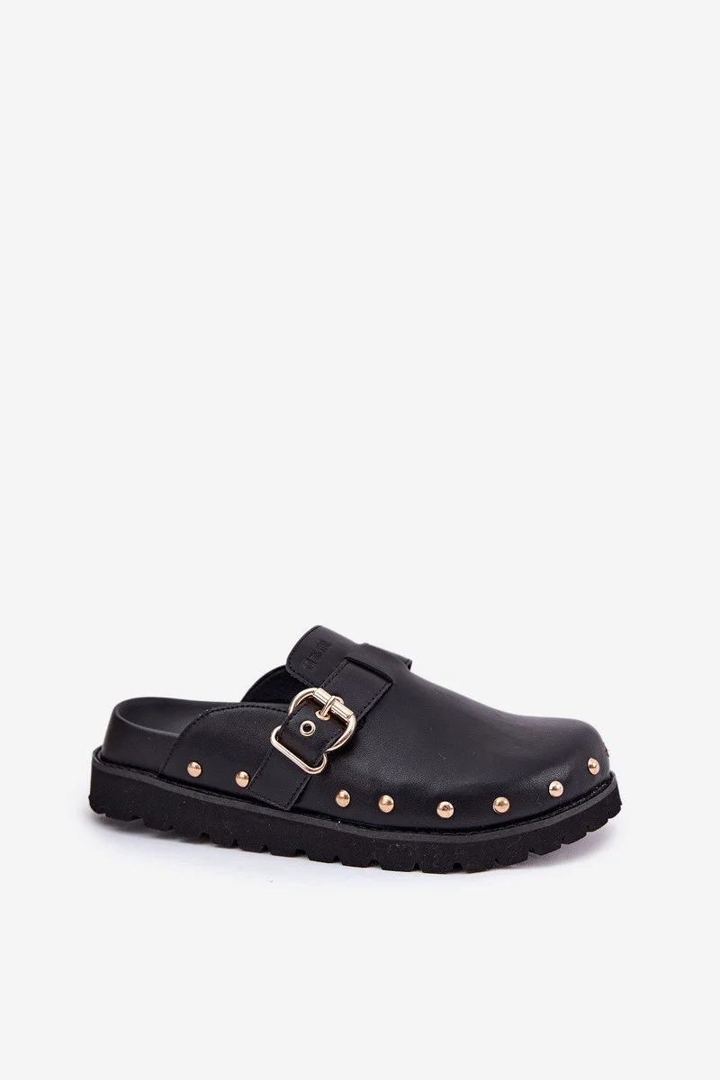 Dámske kožené papuče na platforme Big Star - čierne 36