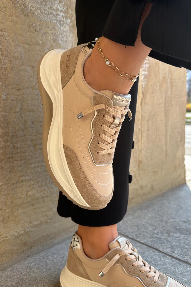 Dámske semišové tenisky na platforme Big Star HI-POLY SYSTEM - tmavo béžové 38