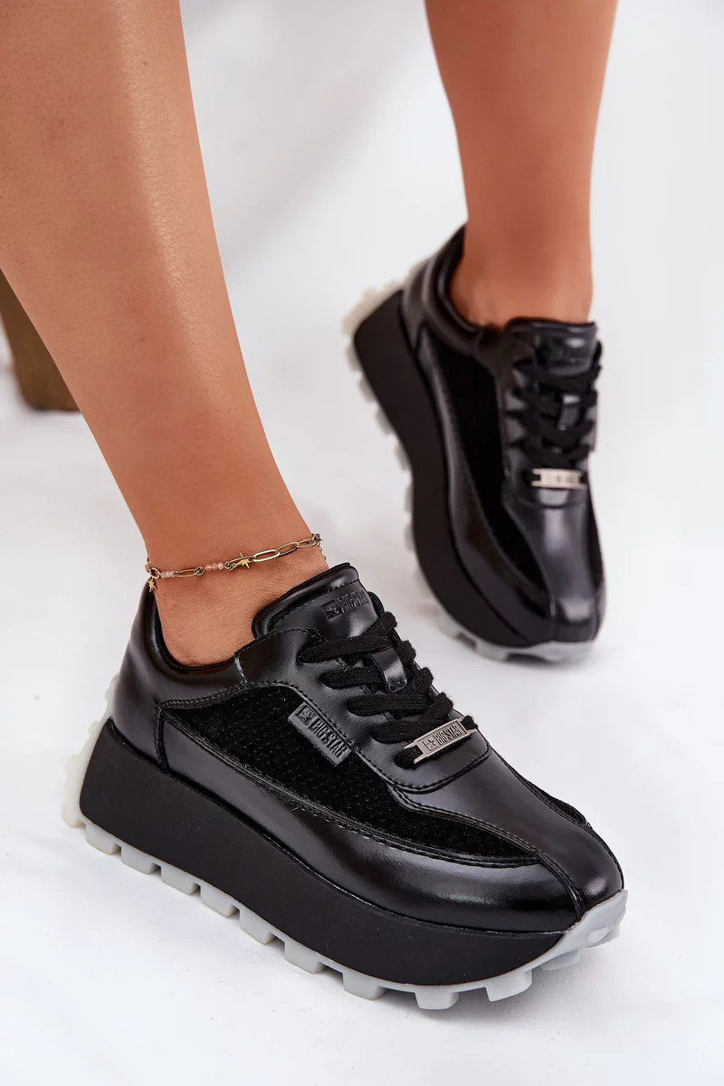 Dámské kožené tenisky na platformě Big Star HI-POLY SYSTEM – černé Velikost: 39