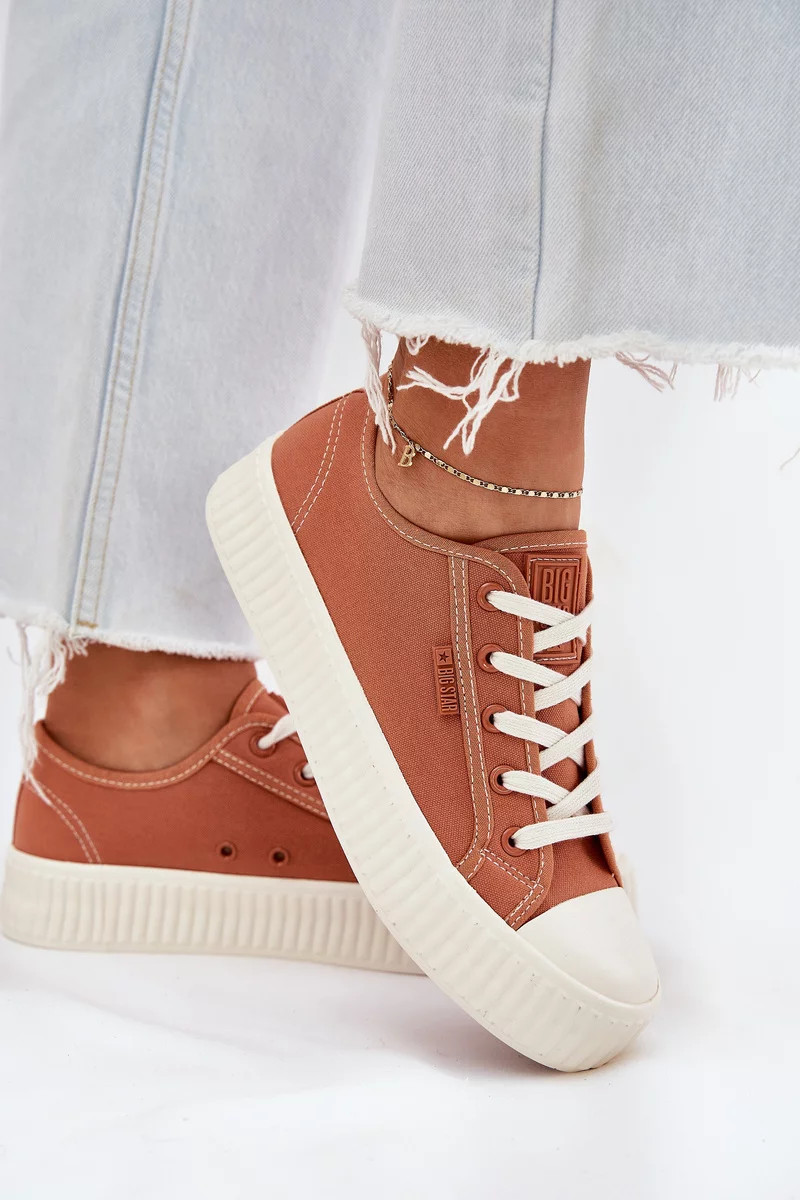 Dámske plátenné tenisky na platforme Big Star - oranžové 41