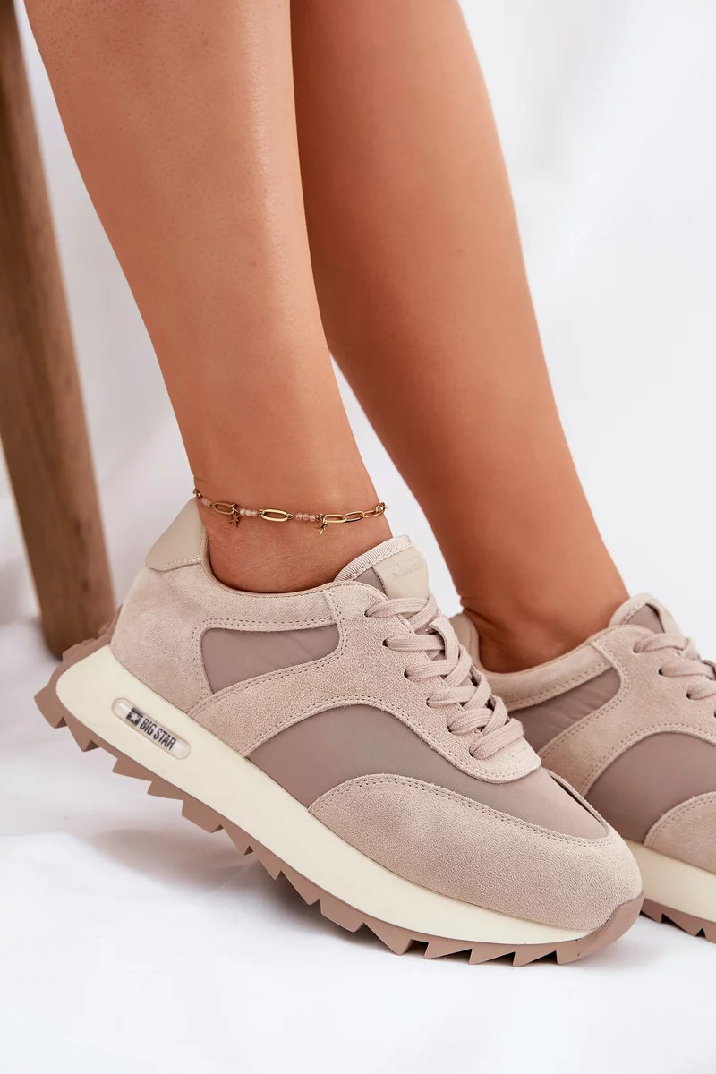 Dámske semišové tenisky na platforme Big Star HI-POLY SYSTEM - béžové 40