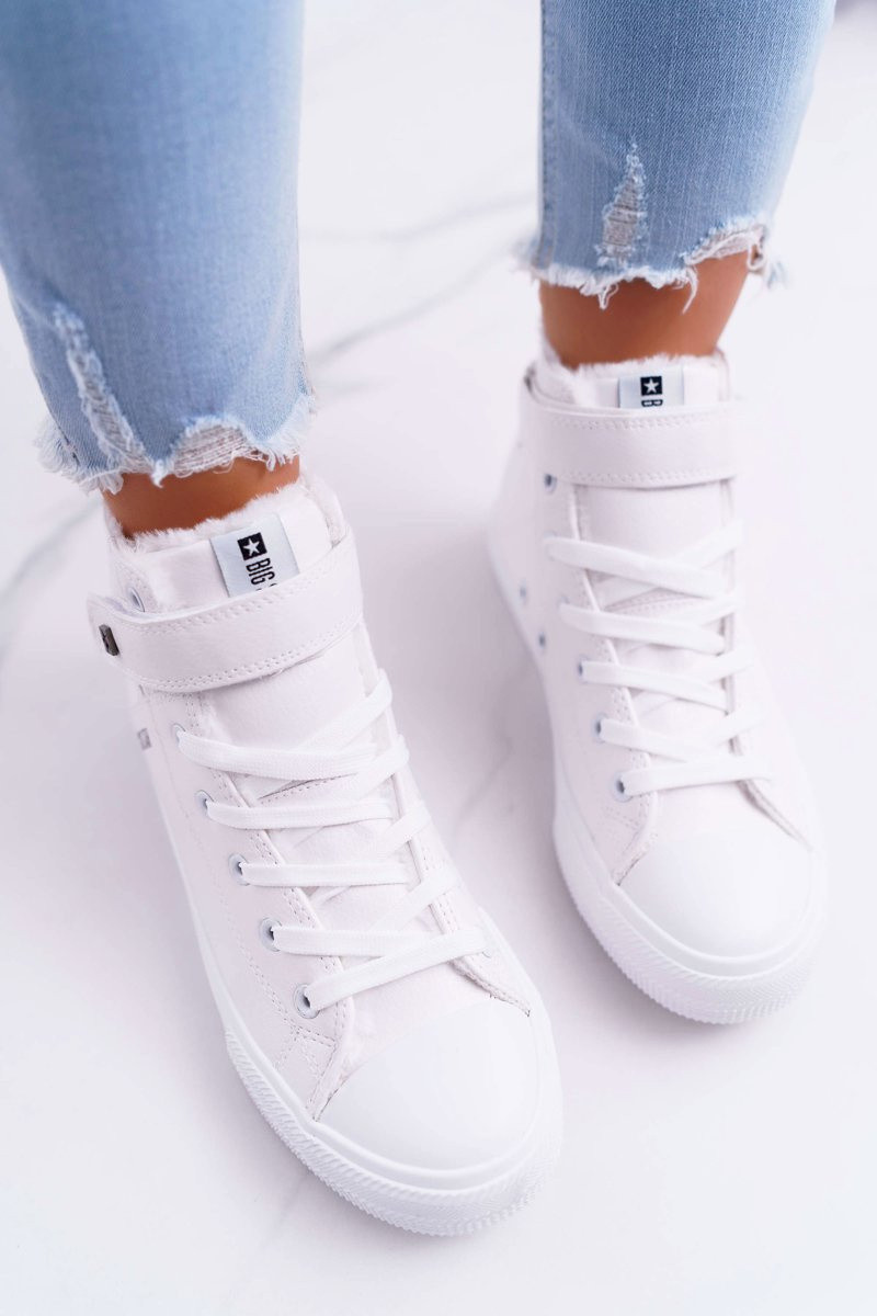 Dámské kožené kotníkové tenisky BIG STAR - bílé  Velikost: 38