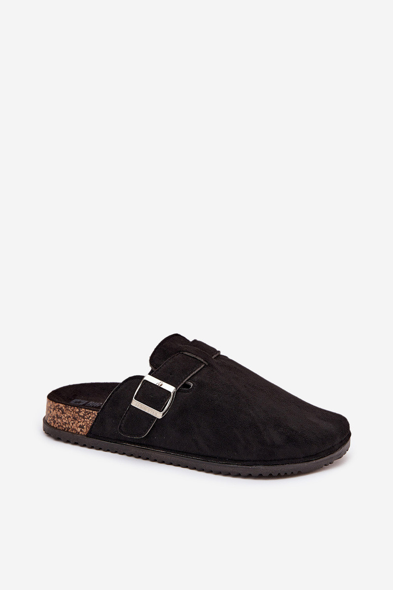 Dámske korkové papuče na platforme s prackou Big Star - čierne 38