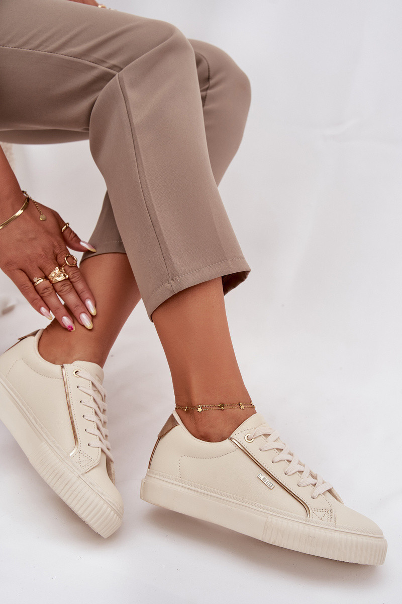 Dámské tenisky z ECO kůže Big Star – béžové/zlaté Velikost: 39