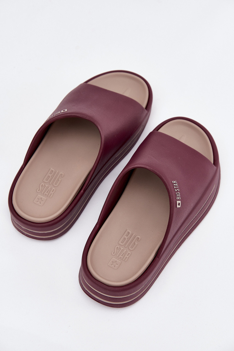 Dámske papuče na platforme Big Star - bordové 38 Dámske papuče na platforme Big Star - bordové 38