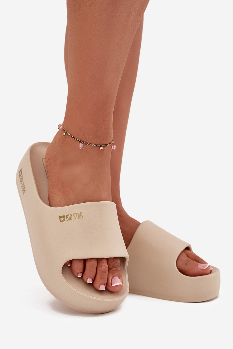 Dámske papuče na pevnej penovej platforme Big Star - béžové 38