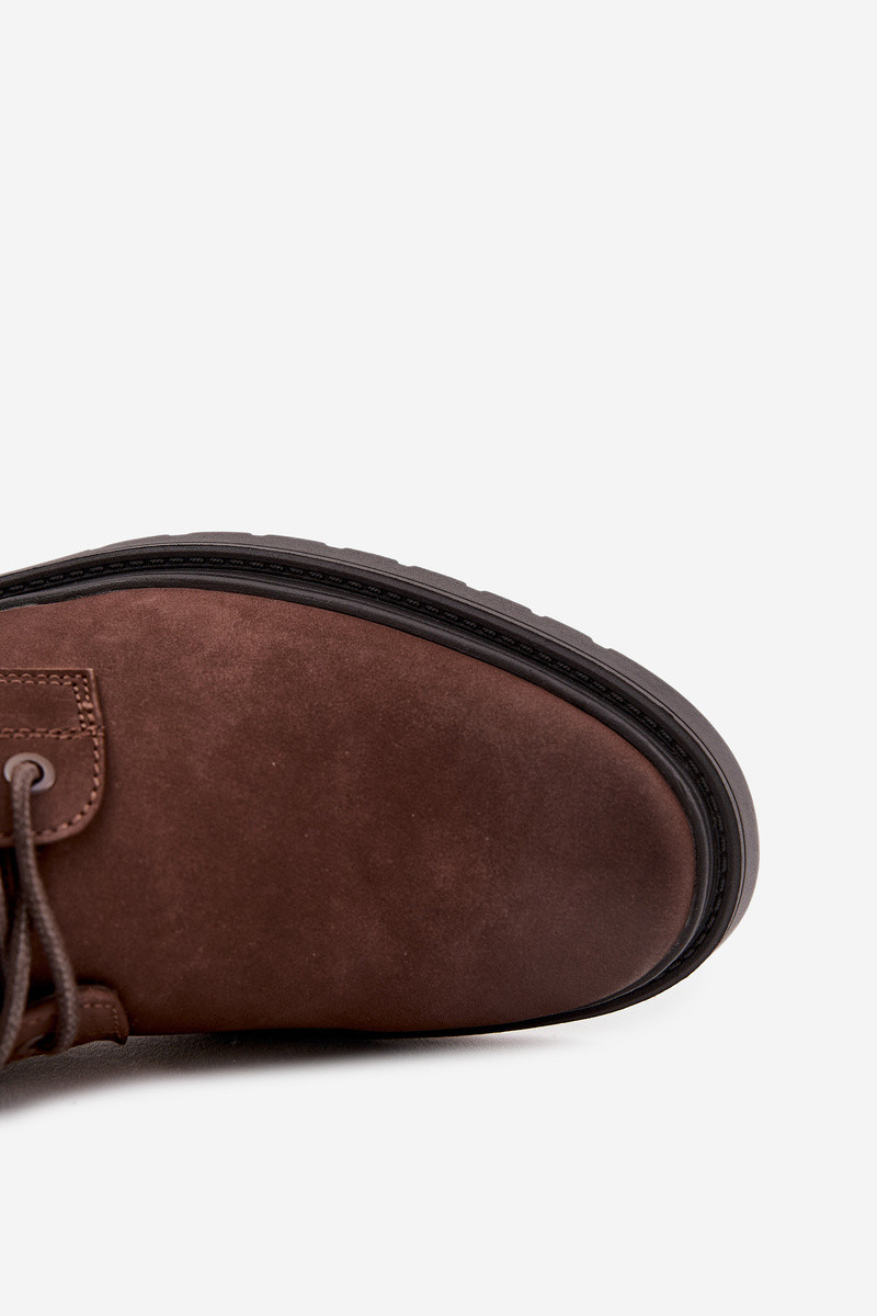 Pánska kožená zateplená členková obuv Big Star so zipsom - čokoládovo hnedá 43