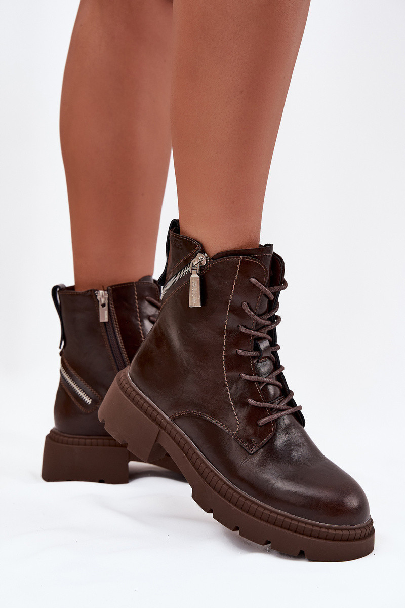 Dámska zateplená členková pracovná obuv Big Star - hnedá 38