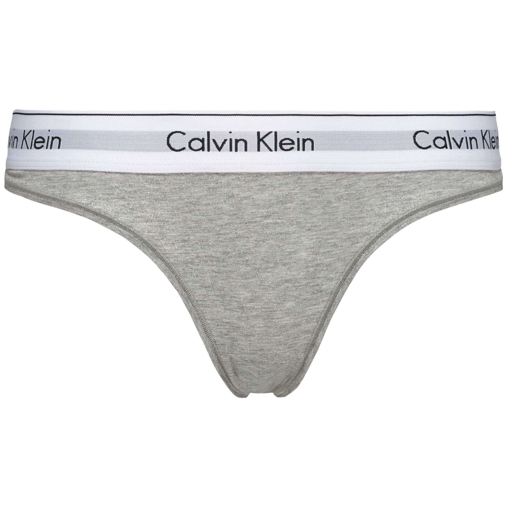 Dámská tanga Thong Modern Cotton 0000F3786E020 šedá - Calvin Klein XL