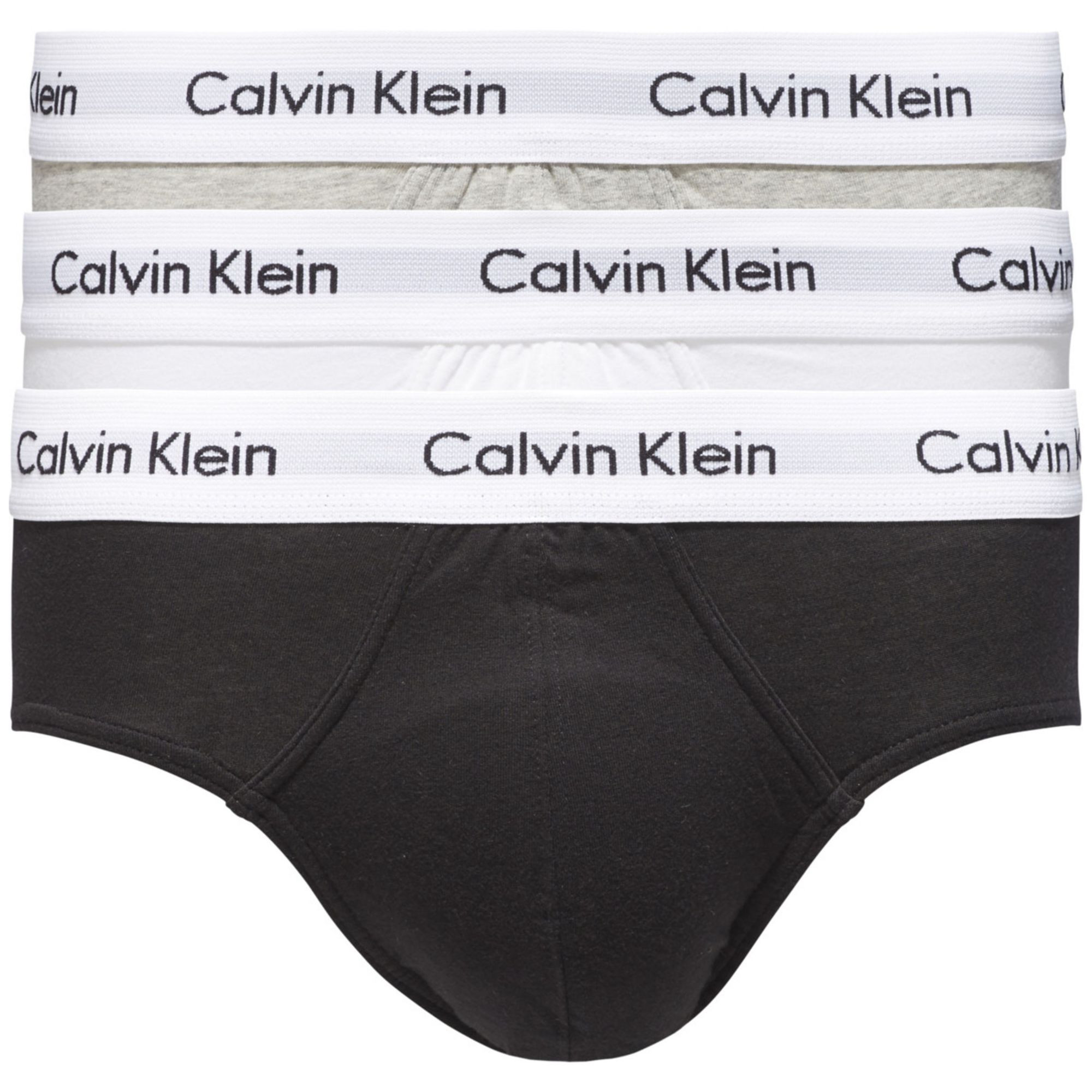 Pánské slipy 3 Pack Briefs Cotton Stretch 0000U2661G998 černá/bílá/šedá - Calvin Klein XS