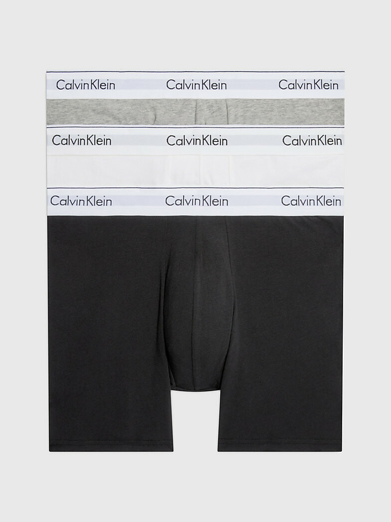 Pánské boxerky 3 Pack Boxer Briefs Modern Cotton 000NB2381AMP1 černá/bílá/šedá - Calvin Klein L
