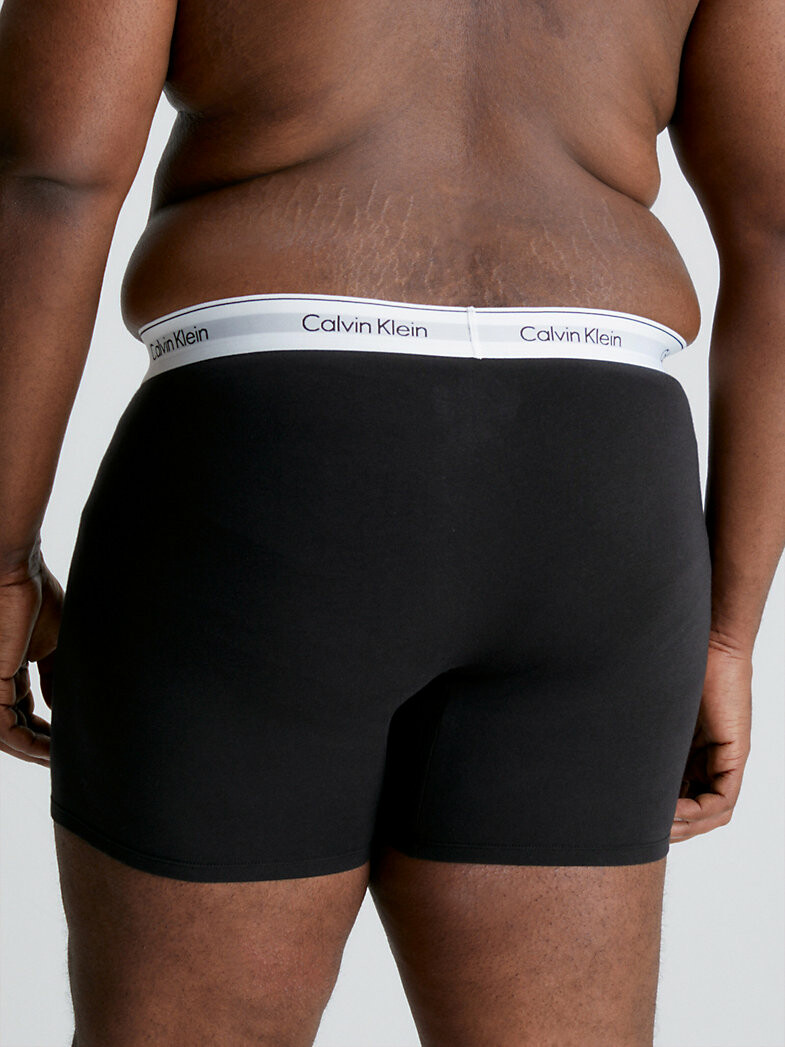 Pánské boxerky Plus Size 3 Pack Boxer Briefs Modern Cotton 000NB3378A001 černá - Calvin Klein 2XL
