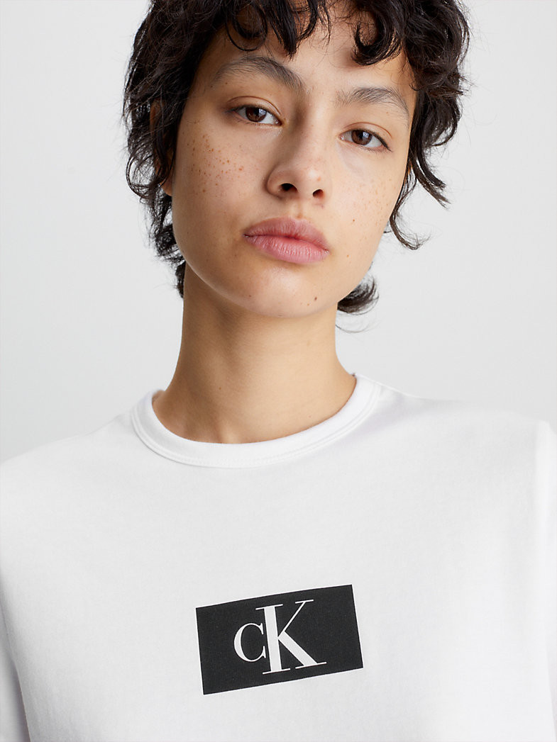 Dámské tričko Lounge T-Shirt CK96 S/S CREW NECK 000QS6945E100 bílá - Calvin Klein L