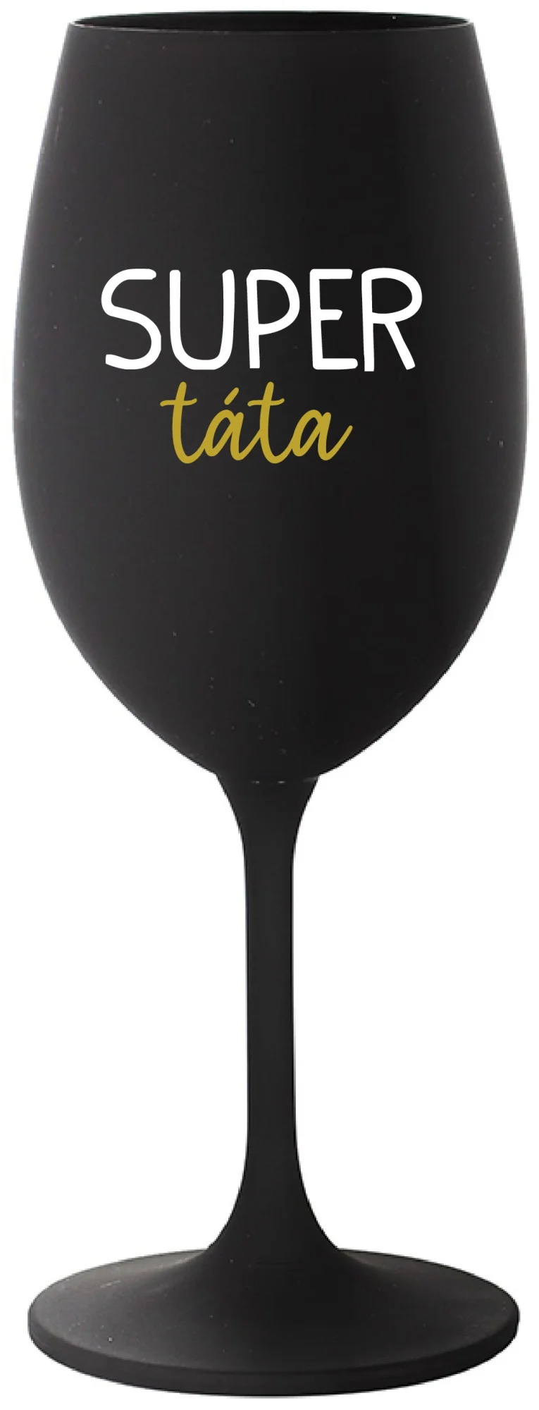 SUPER TÁTA - černá sklenice na víno 350 ml