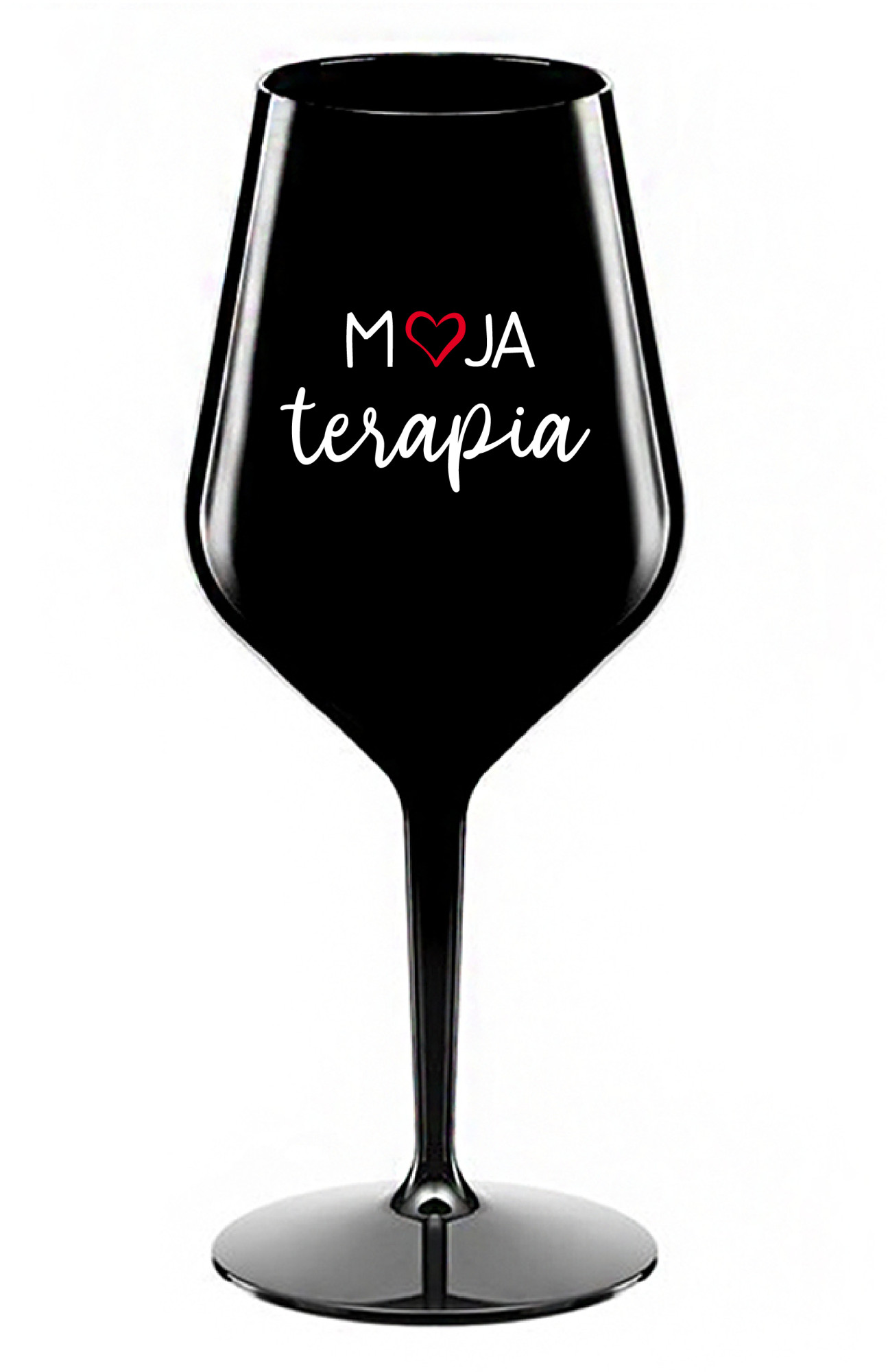 MOJA TERAPIA - černá nerozbitná sklenice na víno 470 ml