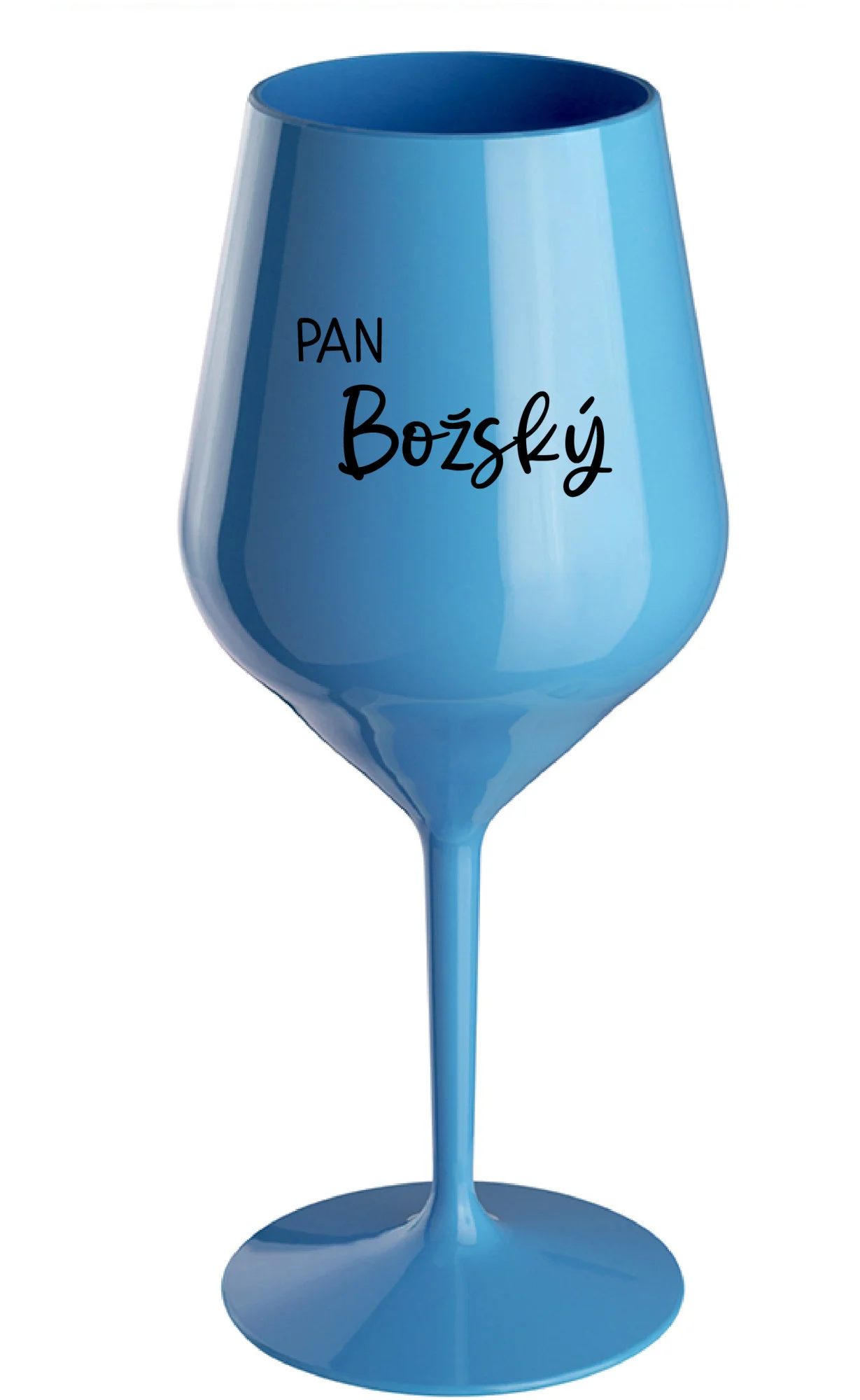 PAN BOŽSKÝ  - modrá nerozbitná sklenice na víno 470 ml