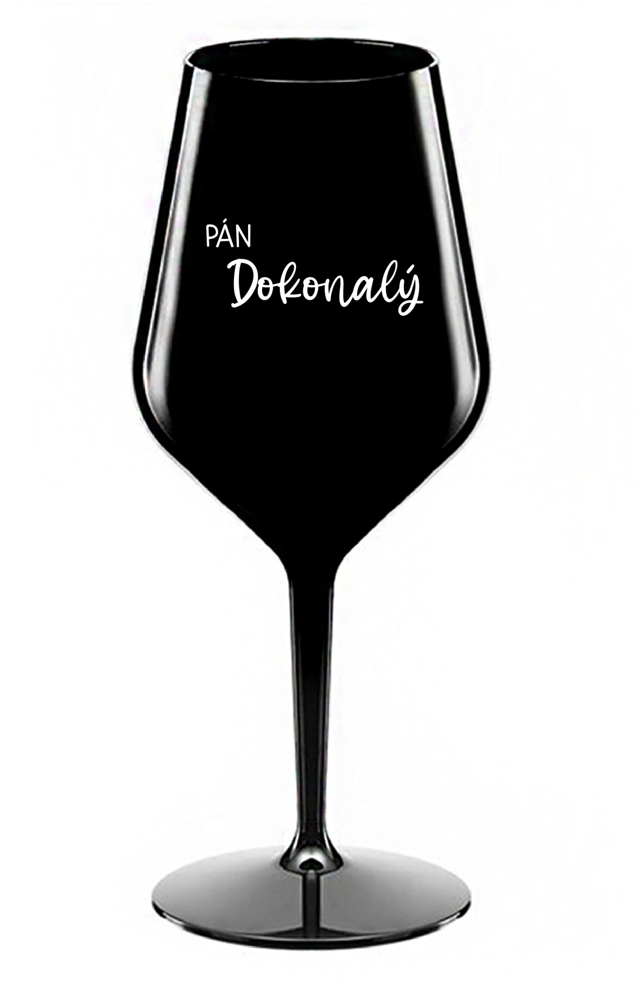PÁN DOKONALÝ - černá nerozbitná sklenice na víno 470 ml
