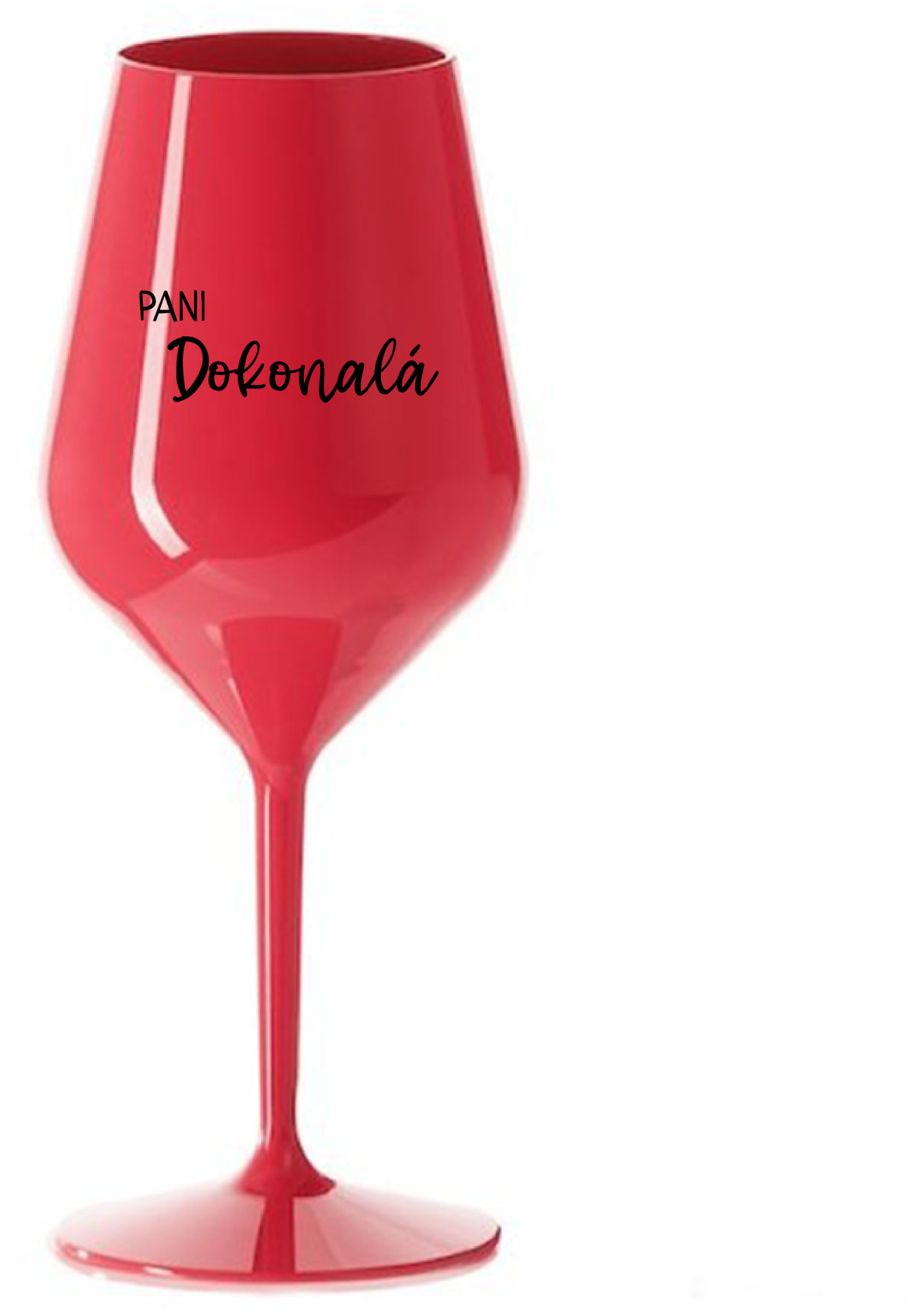 PANI DOKONALÁ - červená nerozbitná sklenice na víno 470 ml