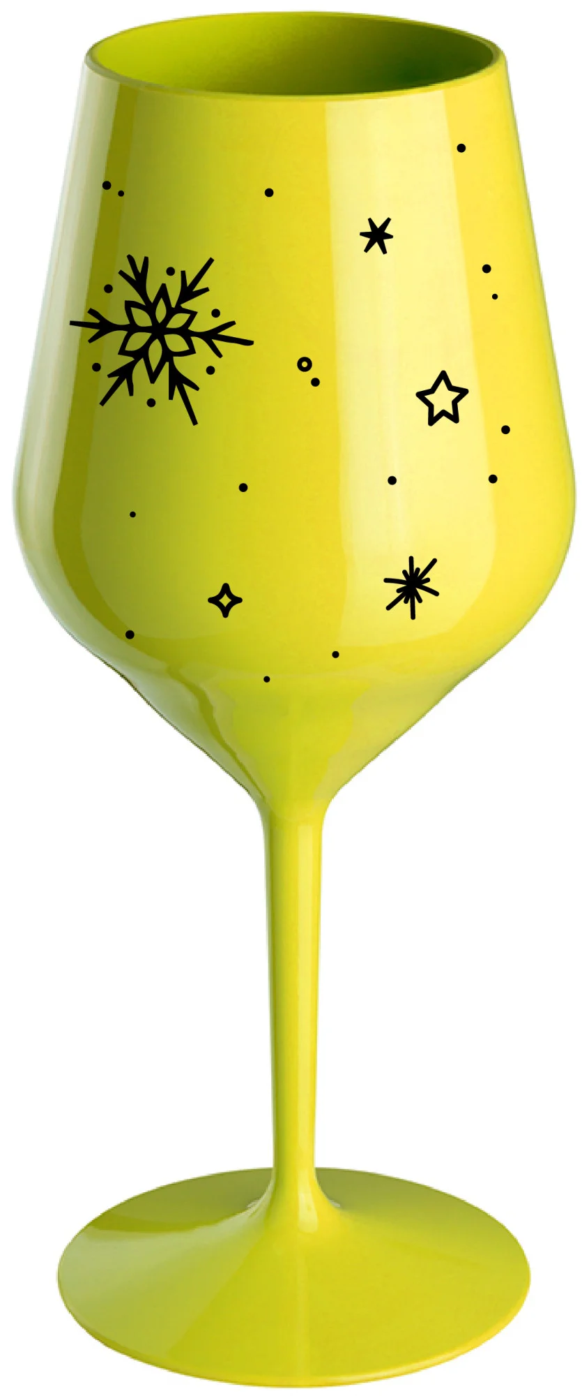 Levně ZIMĚNKA - žlutá nerozbitná sklenice na víno 470 ml