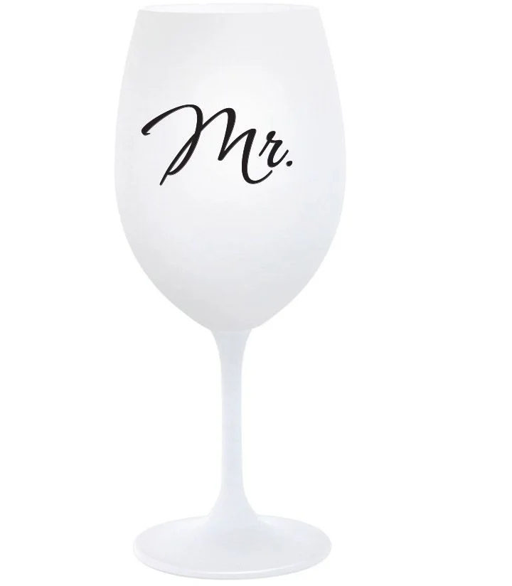 MR. - bílá  sklenice na víno 350 ml