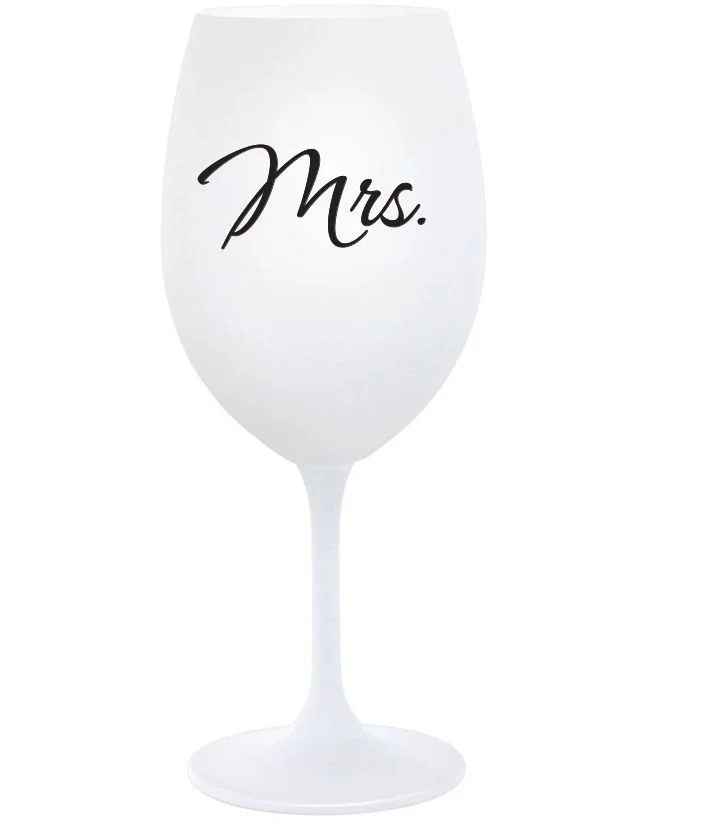 MRS. - bílá  sklenice na víno 350 ml