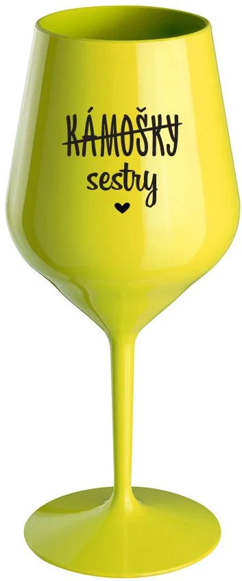 Levně KÁMOŠKY - SESTRY - žlutá nerozbitná sklenice na víno 470 ml