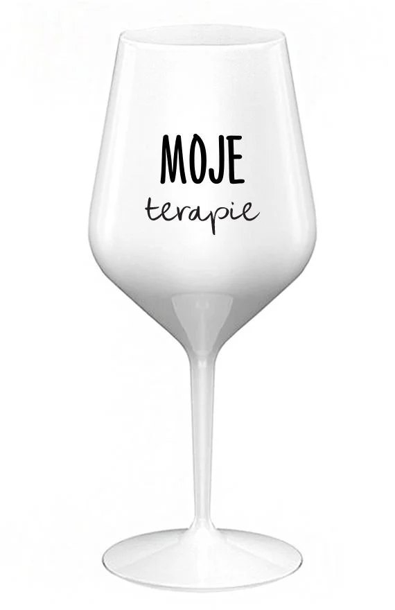 MOJE TERAPIE - bílá nerozbitná sklenice na víno 470 ml