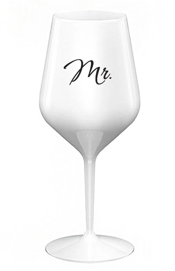 MR. - bílá nerozbitná sklenice na víno 470 ml