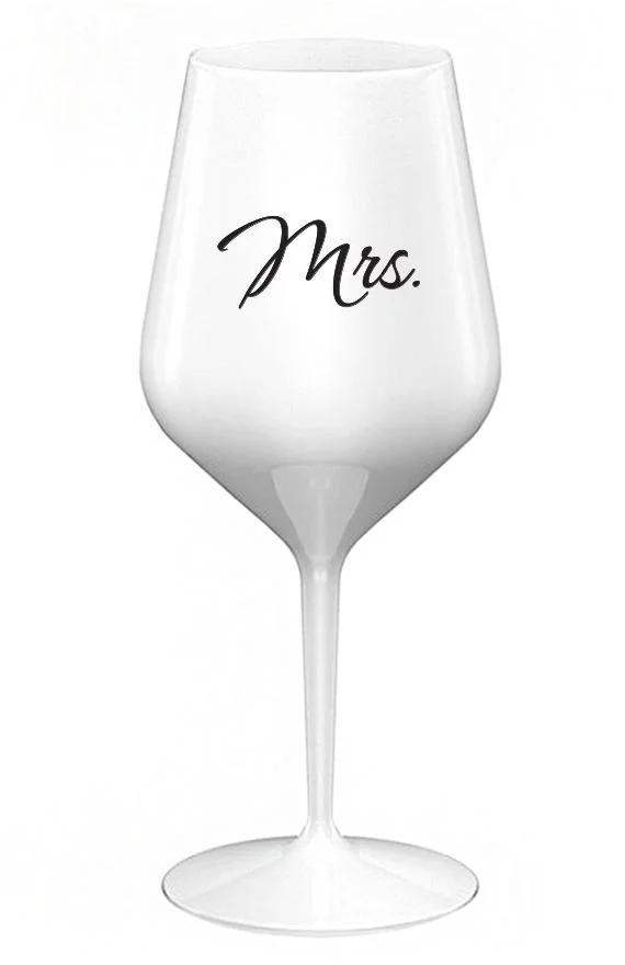 MRS. - bílá nerozbitná sklenice na víno 470 ml